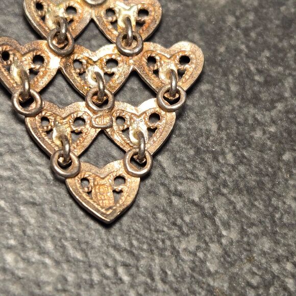 Dangly Stud hearts Sterling Silver Earrings - Picture 5 of 5